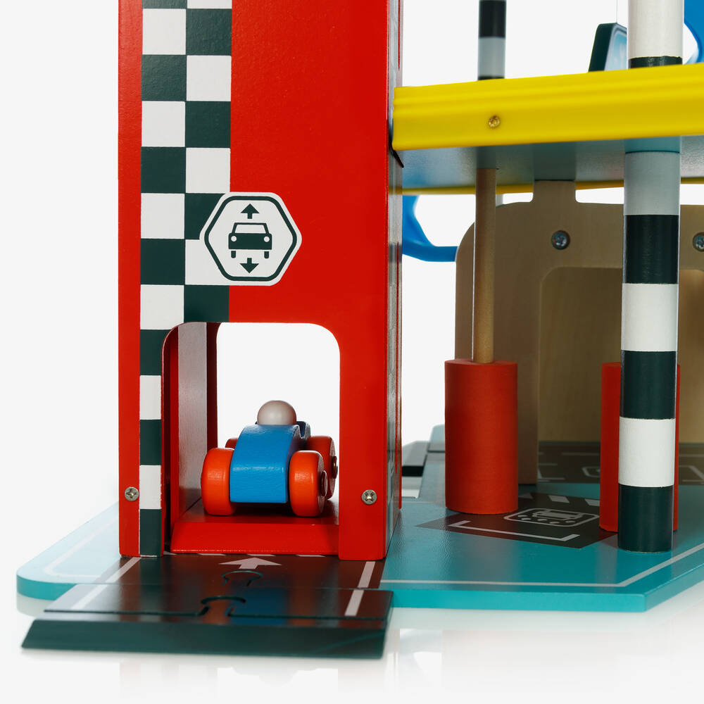 Vilac-لعبة جراج خشب لون أزرق وأحمر (67 سم) | Childrensalon