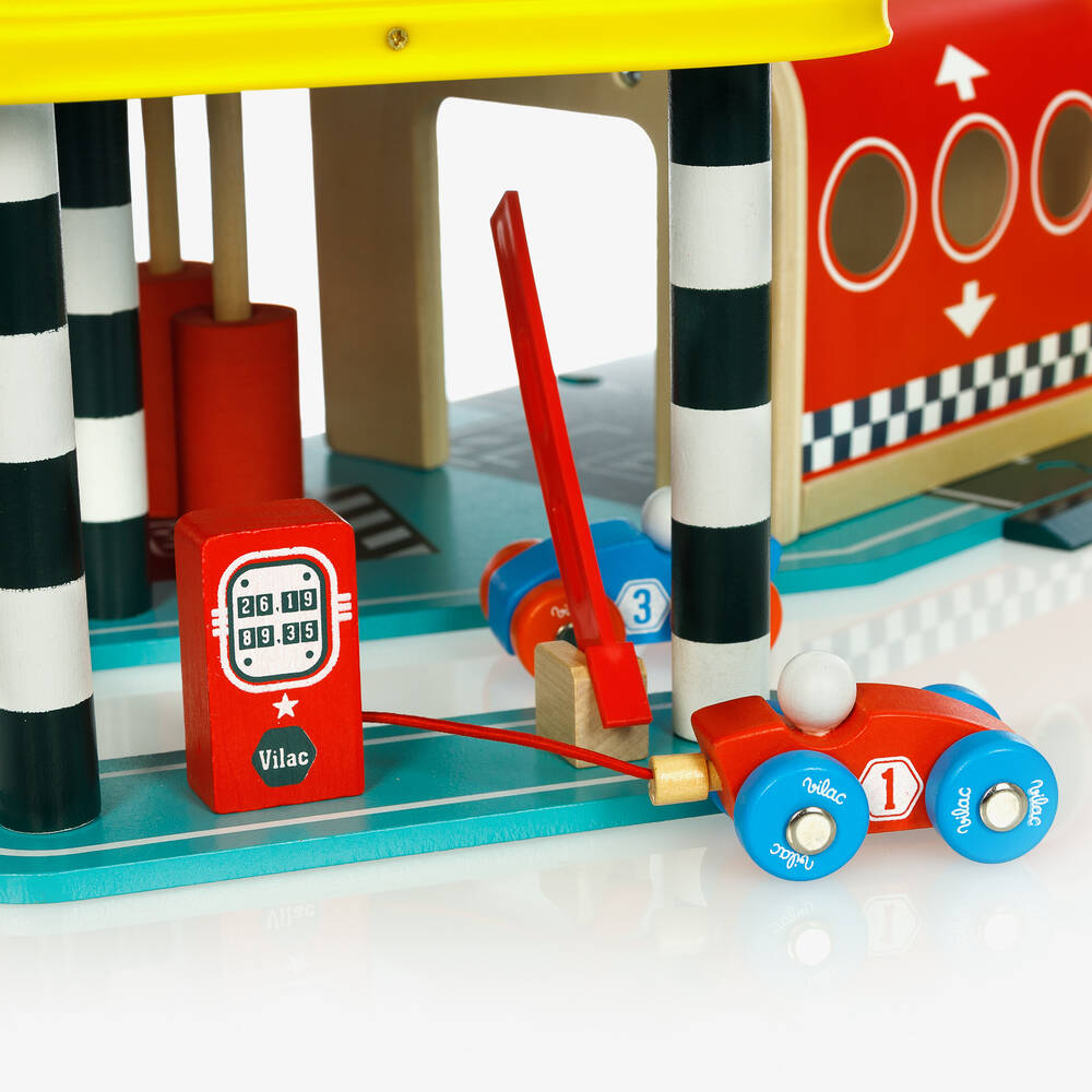 Vilac-لعبة جراج خشب لون أزرق وأحمر (67 سم) | Childrensalon