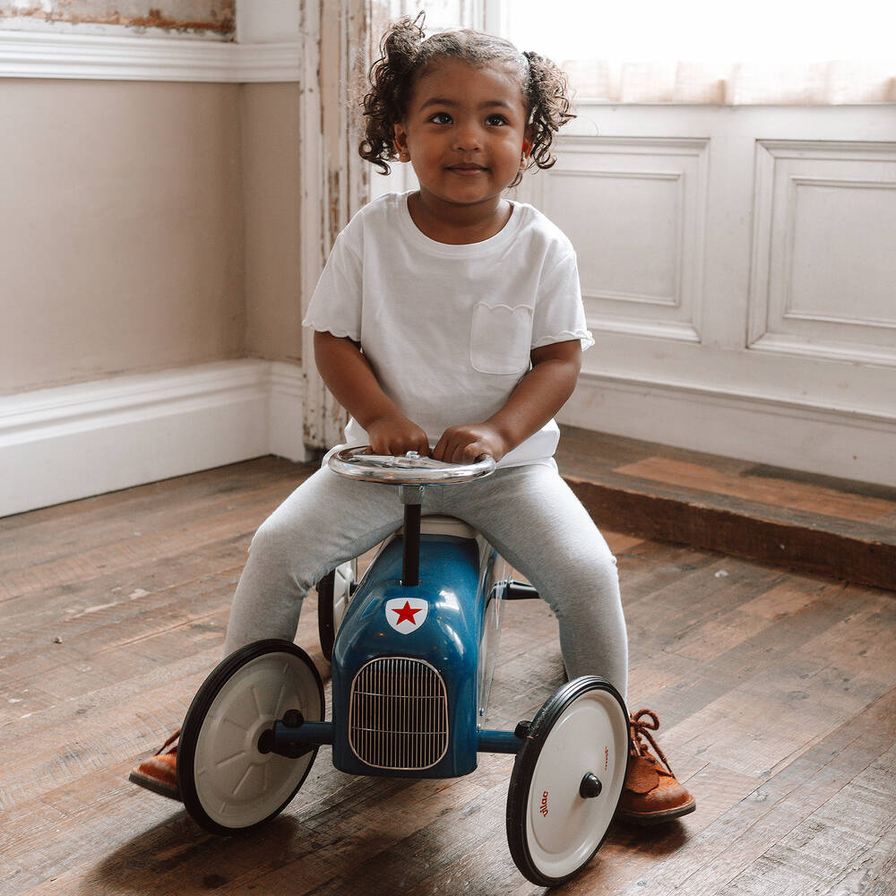 Vilac-Blue Ride-On Vintage Police Car (75cm) | Childrensalon