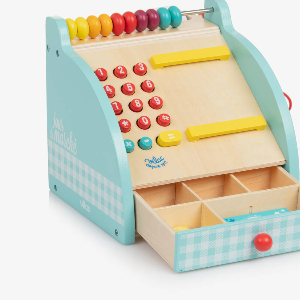 Vilac-آلة كاشير خشبية لون أزرق (16 سم) | Childrensalon