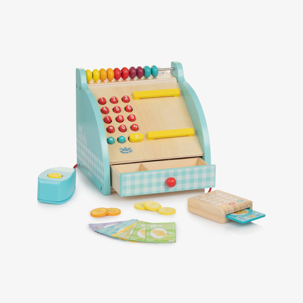 Vilac-Blue Wooden Cash Register Toy (16cm) | Childrensalon
