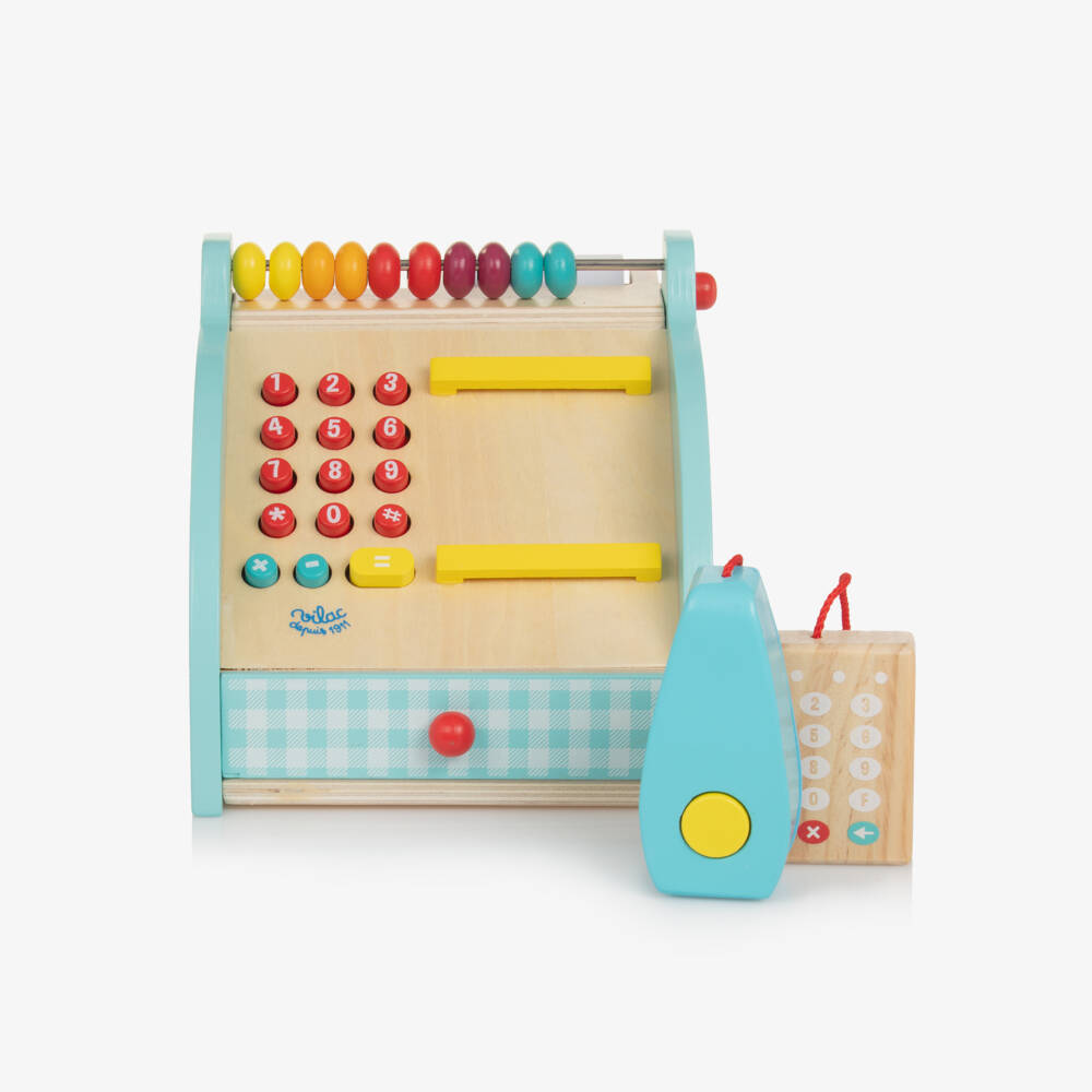 Vilac-آلة كاشير خشبية لون أزرق (16 سم) | Childrensalon