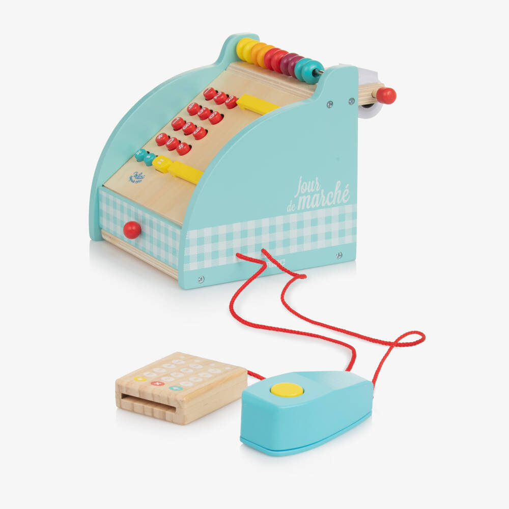 Vilac-آلة كاشير خشبية لون أزرق (16 سم) | Childrensalon