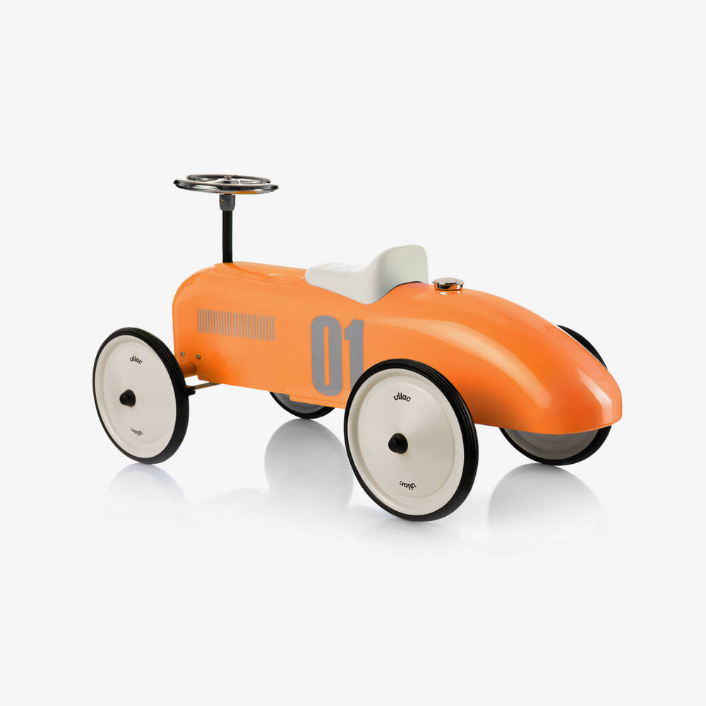 Vilac-Bright Orange Ride-On Vintage Toy Car (71cm) | Childrensalon