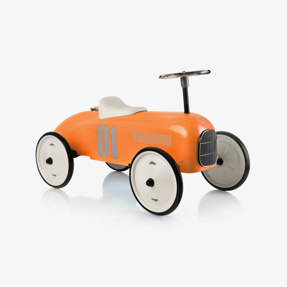 Vilac-Bright Orange Ride-On Vintage Toy Car (71cm) | Childrensalon