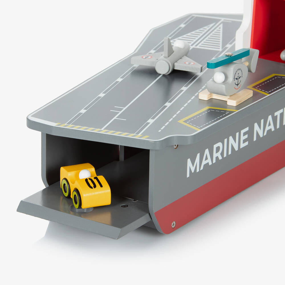 Vilac-لعبة خشب علي شكل حاملة طائرات لون رمادي (54 سم) | Childrensalon