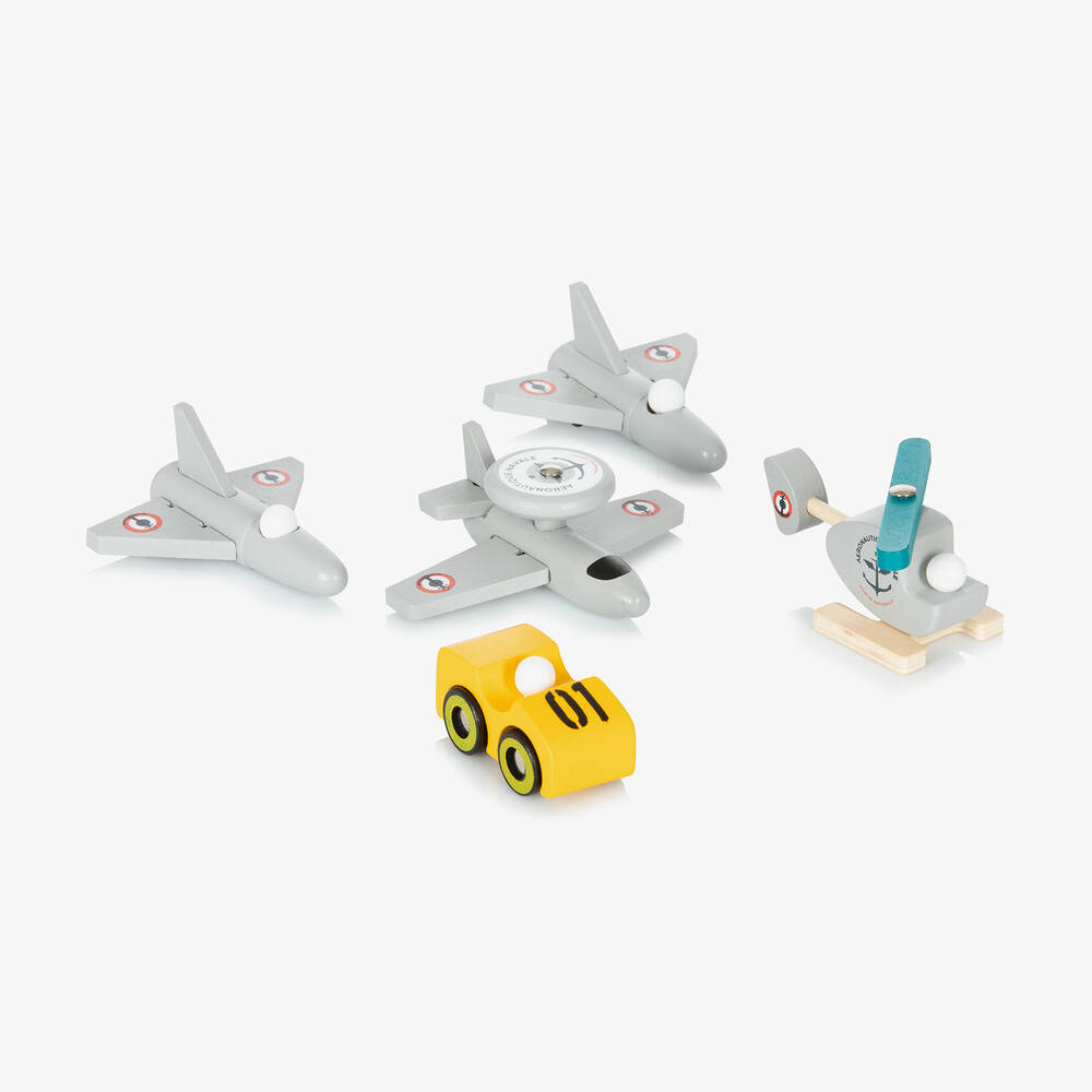 Vilac-لعبة خشب علي شكل حاملة طائرات لون رمادي (54 سم) | Childrensalon