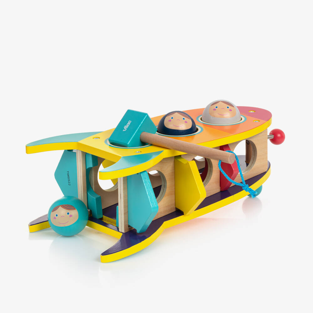 Vilac-Orange Wooden Rocket Hammer Toy (34cm) | Childrensalon
