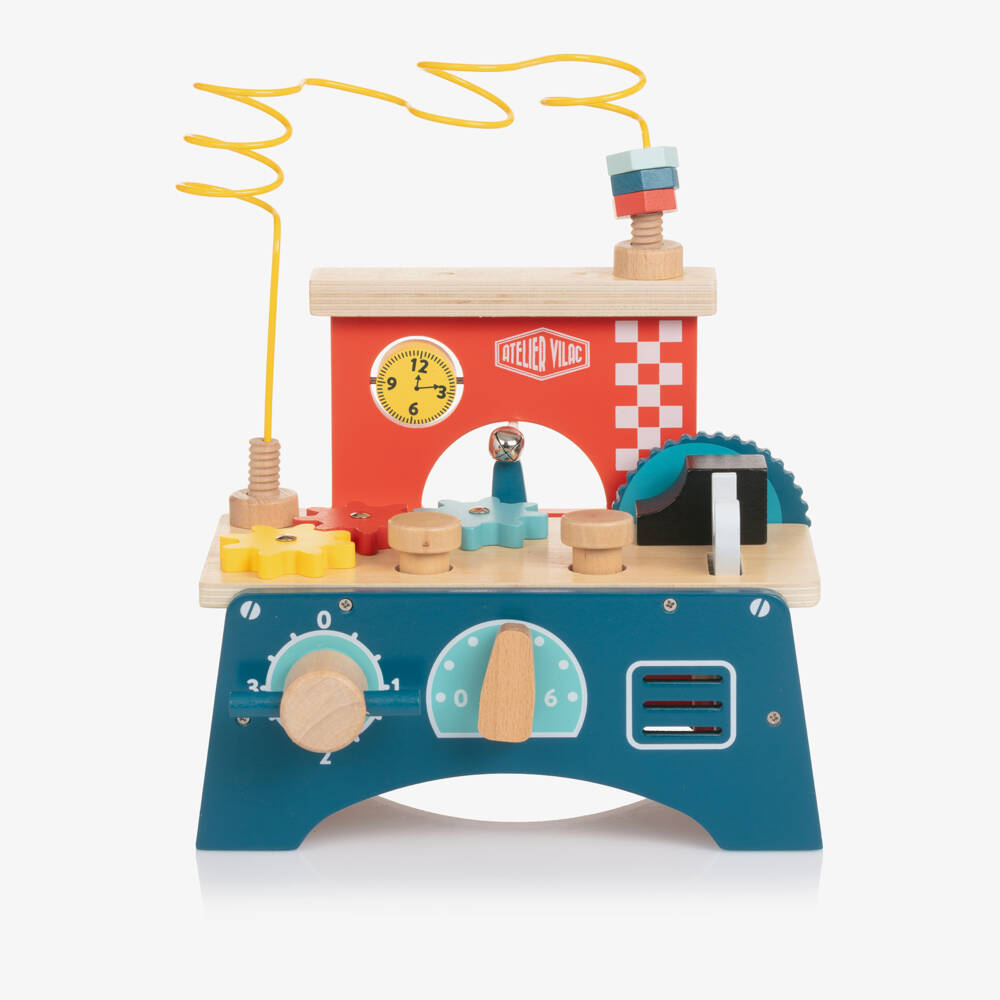 Vilac-Red & Blue Wooden Activity Workbench (28cm) | Childrensalon