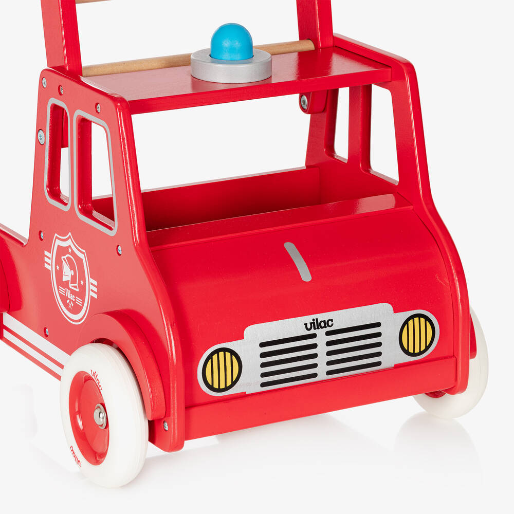 Vilac-مشاية خشبية شكل سيارة إطفاء لون أحمر (46 سم) | Childrensalon