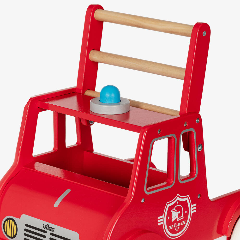 Vilac-مشاية خشبية شكل سيارة إطفاء لون أحمر (46 سم) | Childrensalon