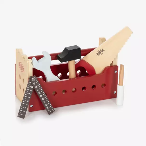 Vilac-Red Wooden Toolbox Toy (27cm) | Childrensalon
