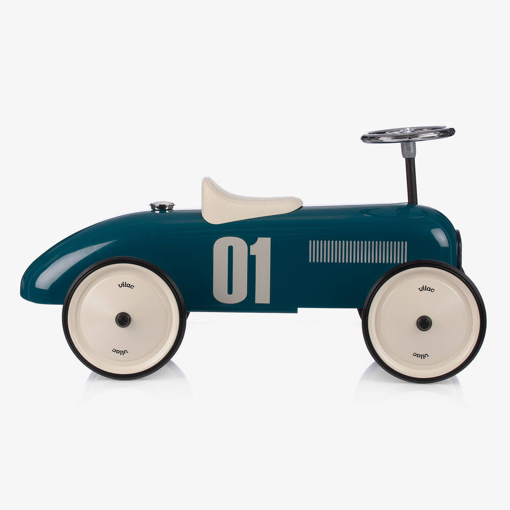 Vilac-Teal Blue Ride-On Vintage Car (76cm) | Childrensalon