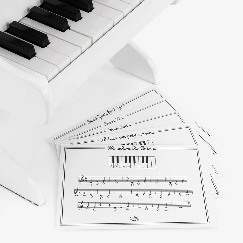 Vilac-White Wooden Mini Piano (32cm) | Childrensalon