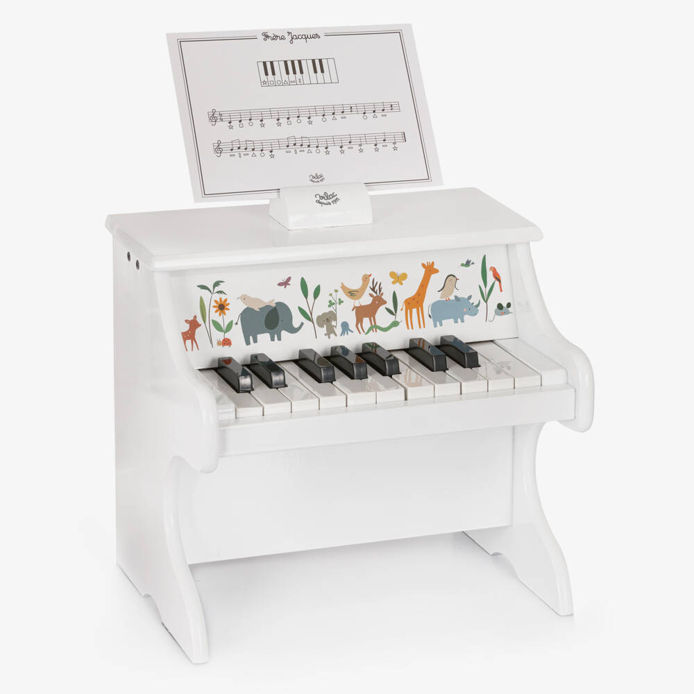 Vilac-White Wooden Mini Piano (32cm) | Childrensalon