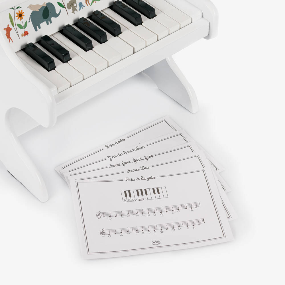 Vilac-White Wooden Mini Piano (32cm) | Childrensalon