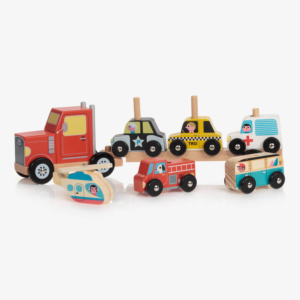 Vilac-Wooden Vehicles Stacking Toy (40cm) | Childrensalon