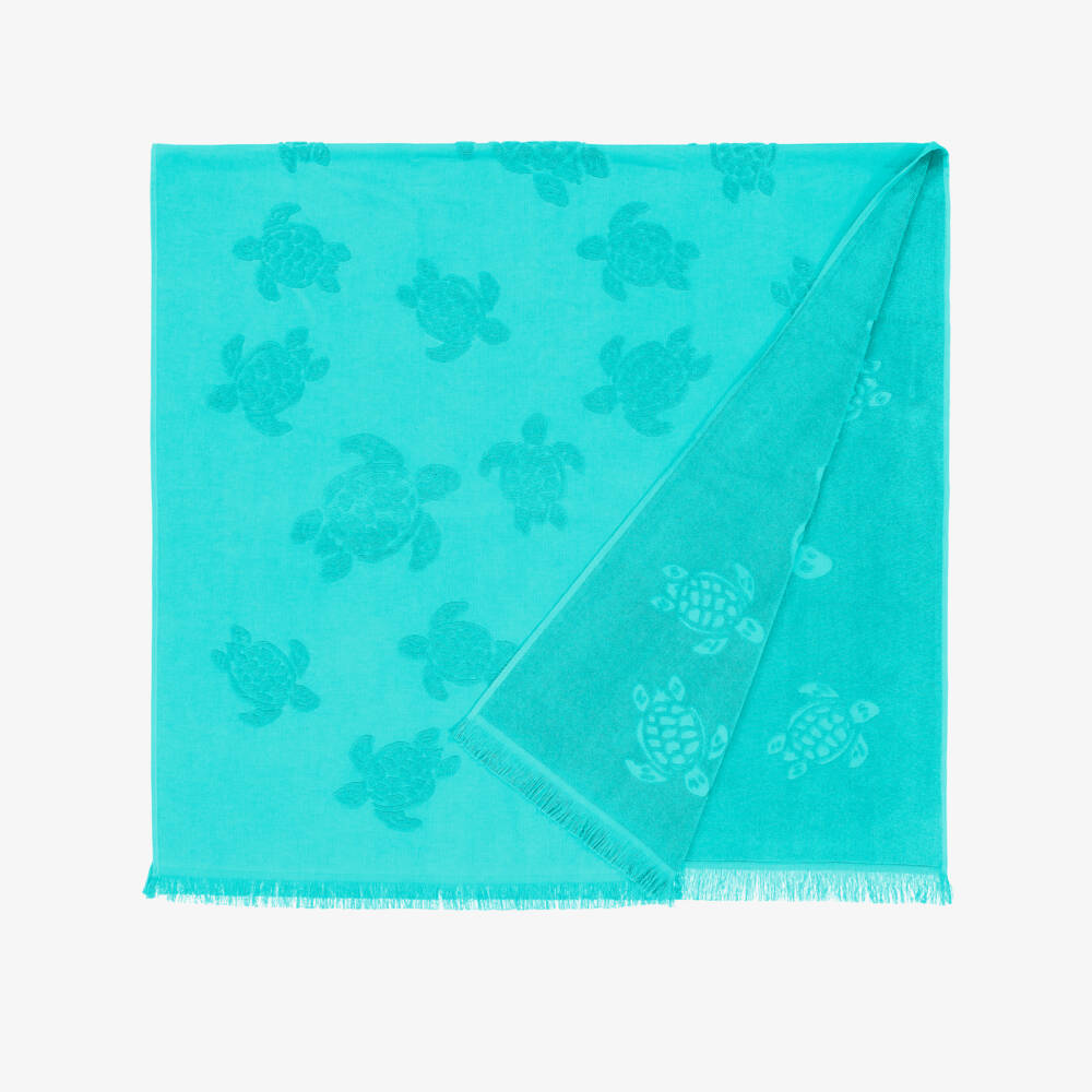 Vilebrequin-Aqua Green Cotton Turtles Beach Towel (180cm) | Childrensalon
