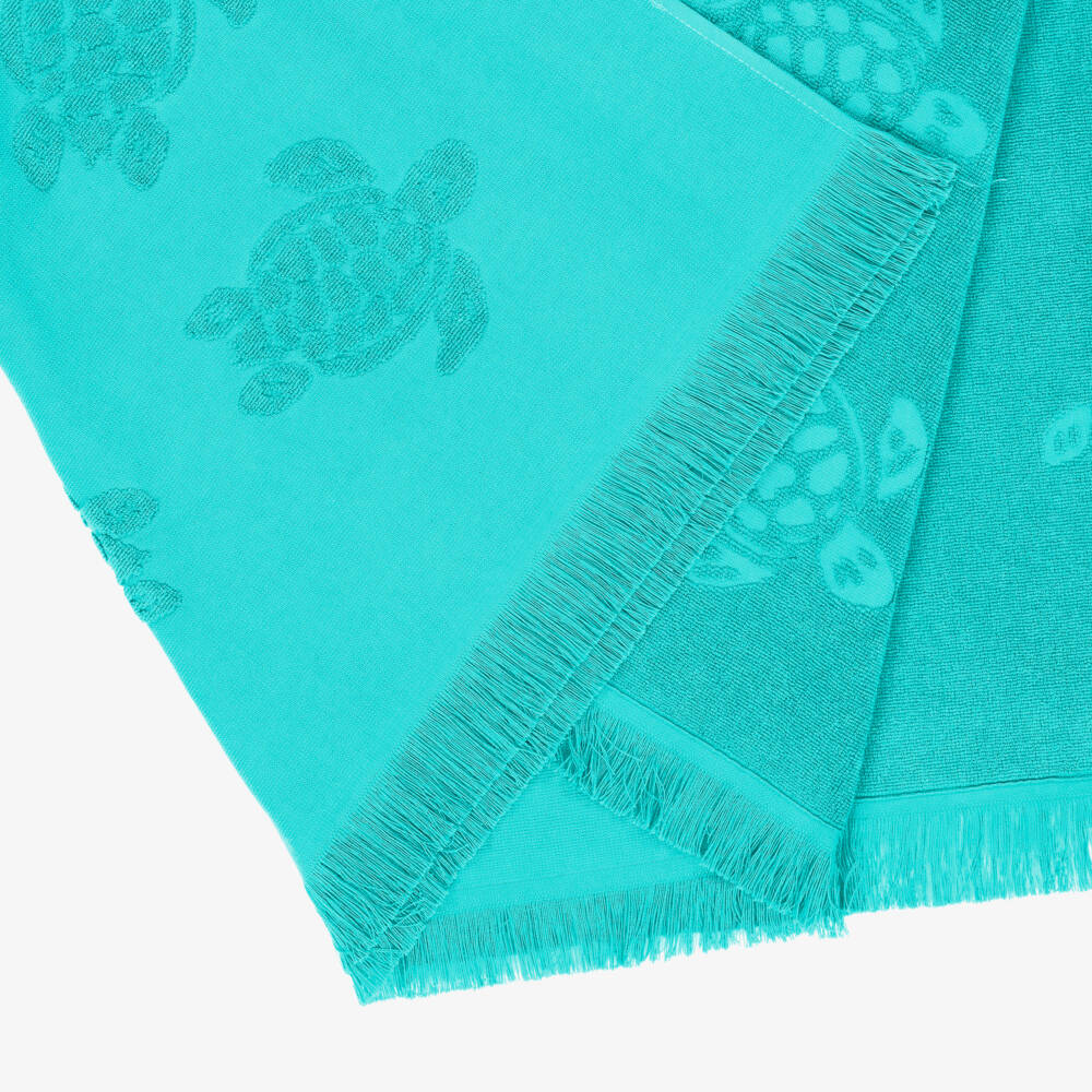 Vilebrequin-Aqua Green Cotton Turtles Beach Towel (180cm) | Childrensalon