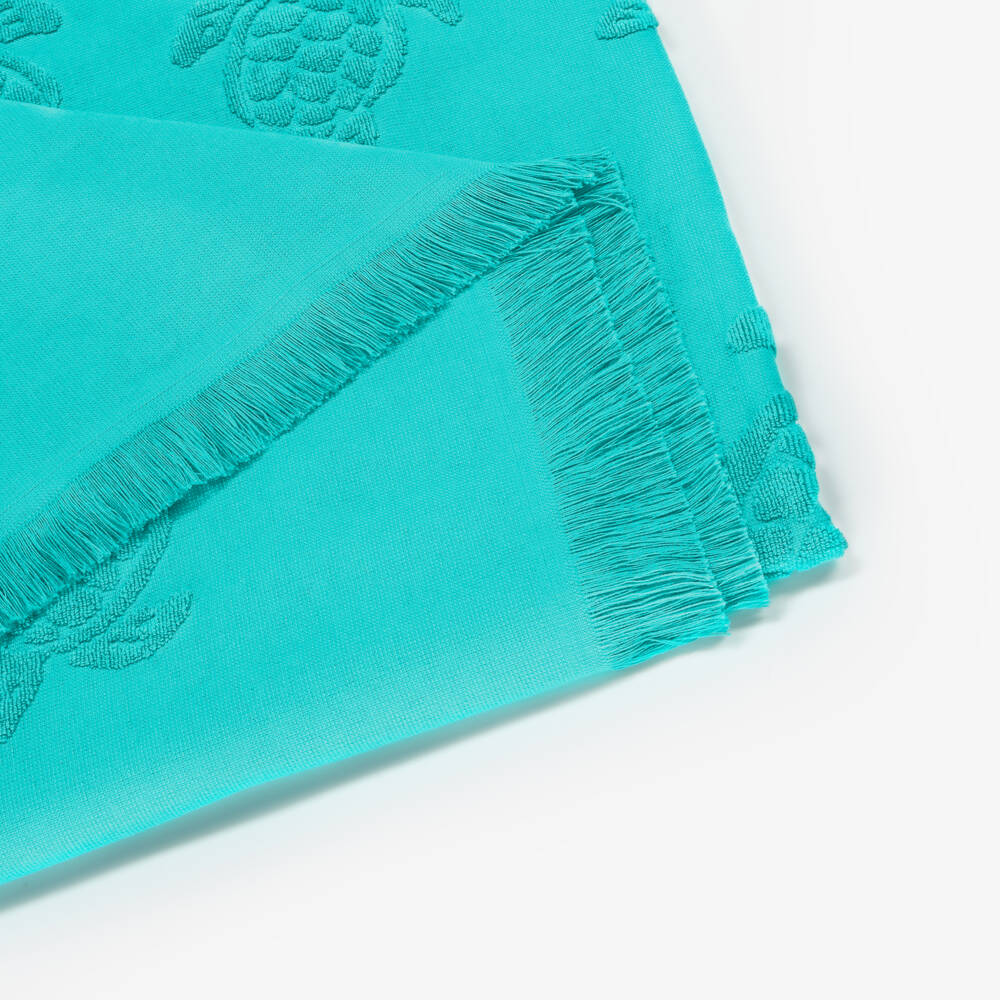 Vilebrequin-Aqua Green Cotton Turtles Beach Towel (180cm) | Childrensalon
