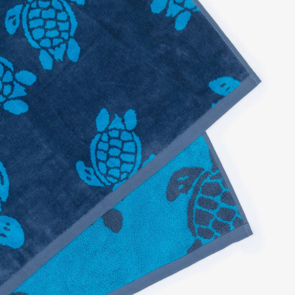 Vilebrequin-Blue Organic Cotton Turtles Beach Towel (180cm) | Childrensalon