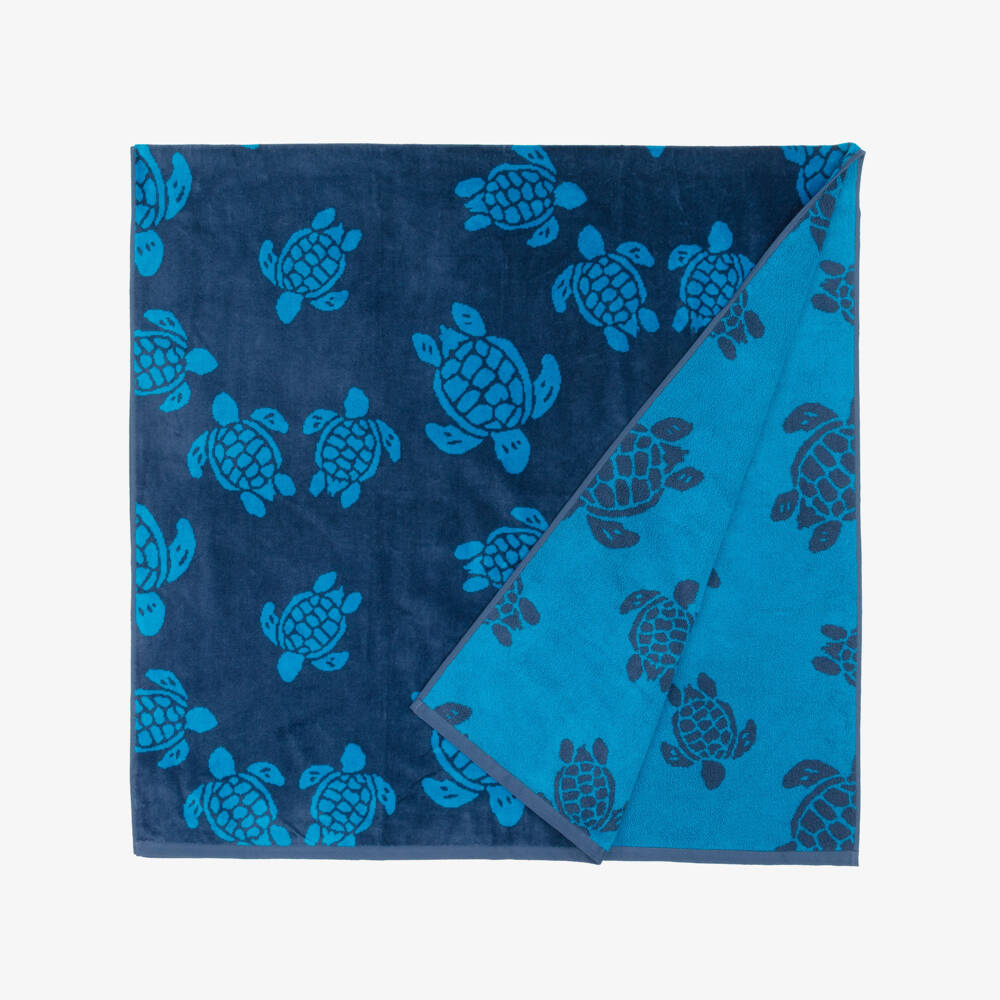 Vilebrequin-Blue Organic Cotton Turtles Beach Towel (180cm) | Childrensalon