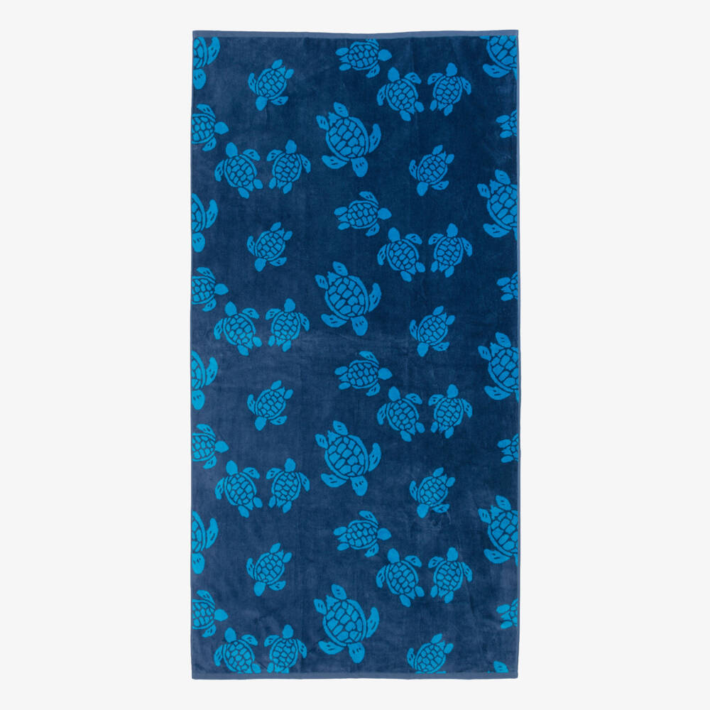 Vilebrequin-Blue Organic Cotton Turtles Beach Towel (180cm) | Childrensalon