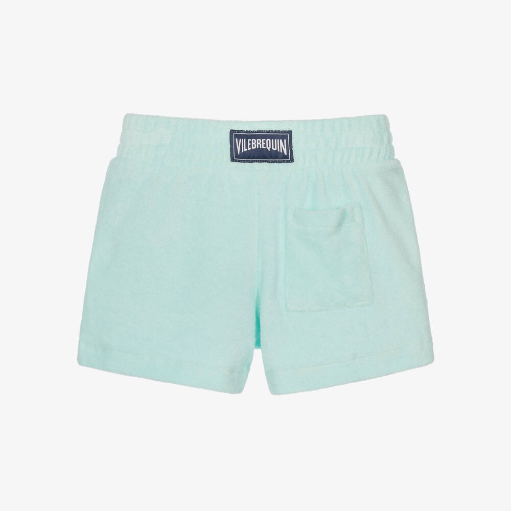 Vilebrequin-Boys Aqua Blue Organic Cotton Towelling Shorts | Childrensalon