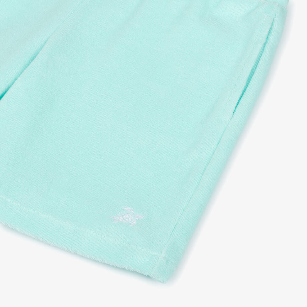 Vilebrequin-Boys Aqua Blue Organic Cotton Towelling Shorts | Childrensalon