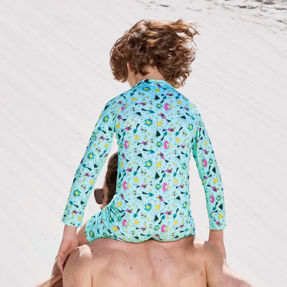 Vilebrequin-Boys Aqua Blue Printed Sun Suit (UPF50+) | Childrensalon