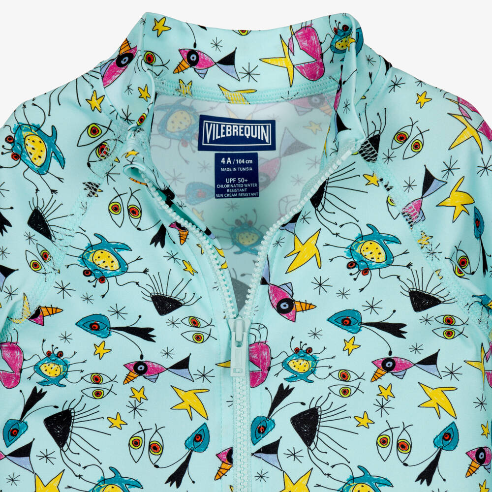 Vilebrequin-Boys Aqua Blue Printed Sun Suit (UPF50+) | Childrensalon