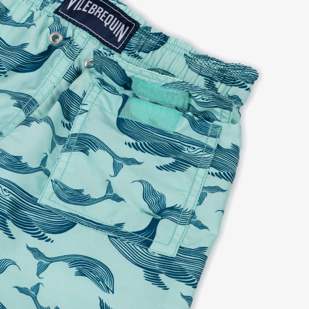 Vilebrequin-Boys Aqua Blue Whale Print Swim Shorts | Childrensalon