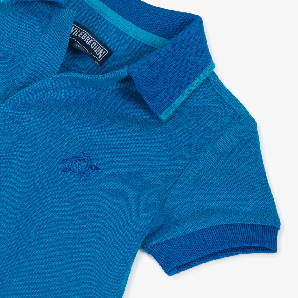 Vilebrequin-Boys Blue Cotton Piqué Polo Shirt | Childrensalon