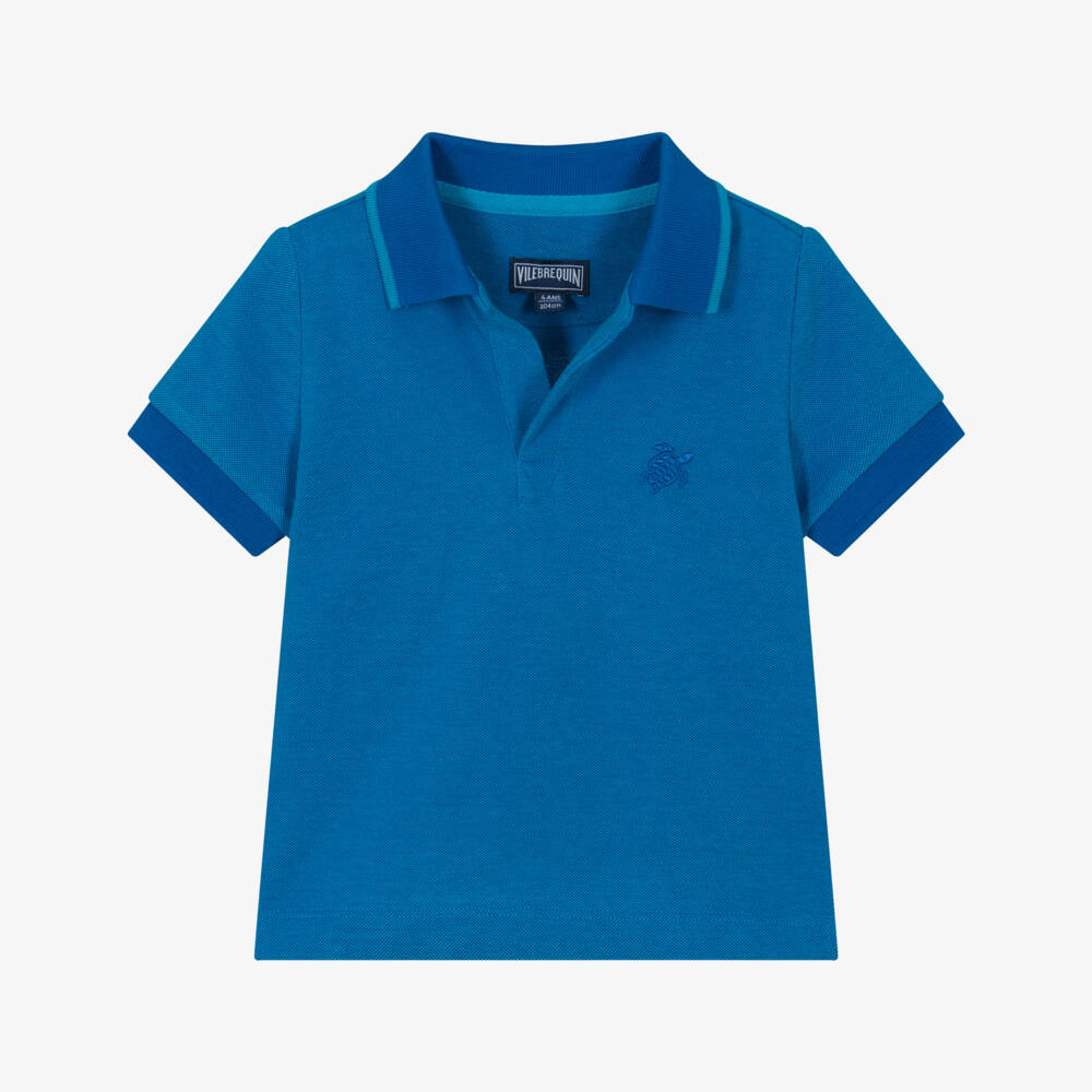 Vilebrequin-Boys Blue Cotton Piqué Polo Shirt | Childrensalon