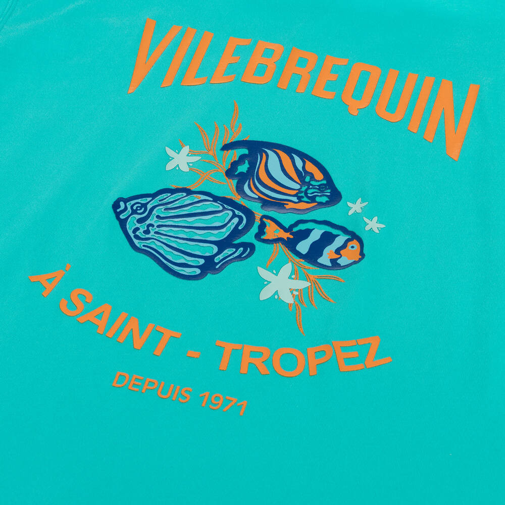Vilebrequin-تيشيرت بطبعة أسماك قطن لون أزرق للأولاد | Childrensalon