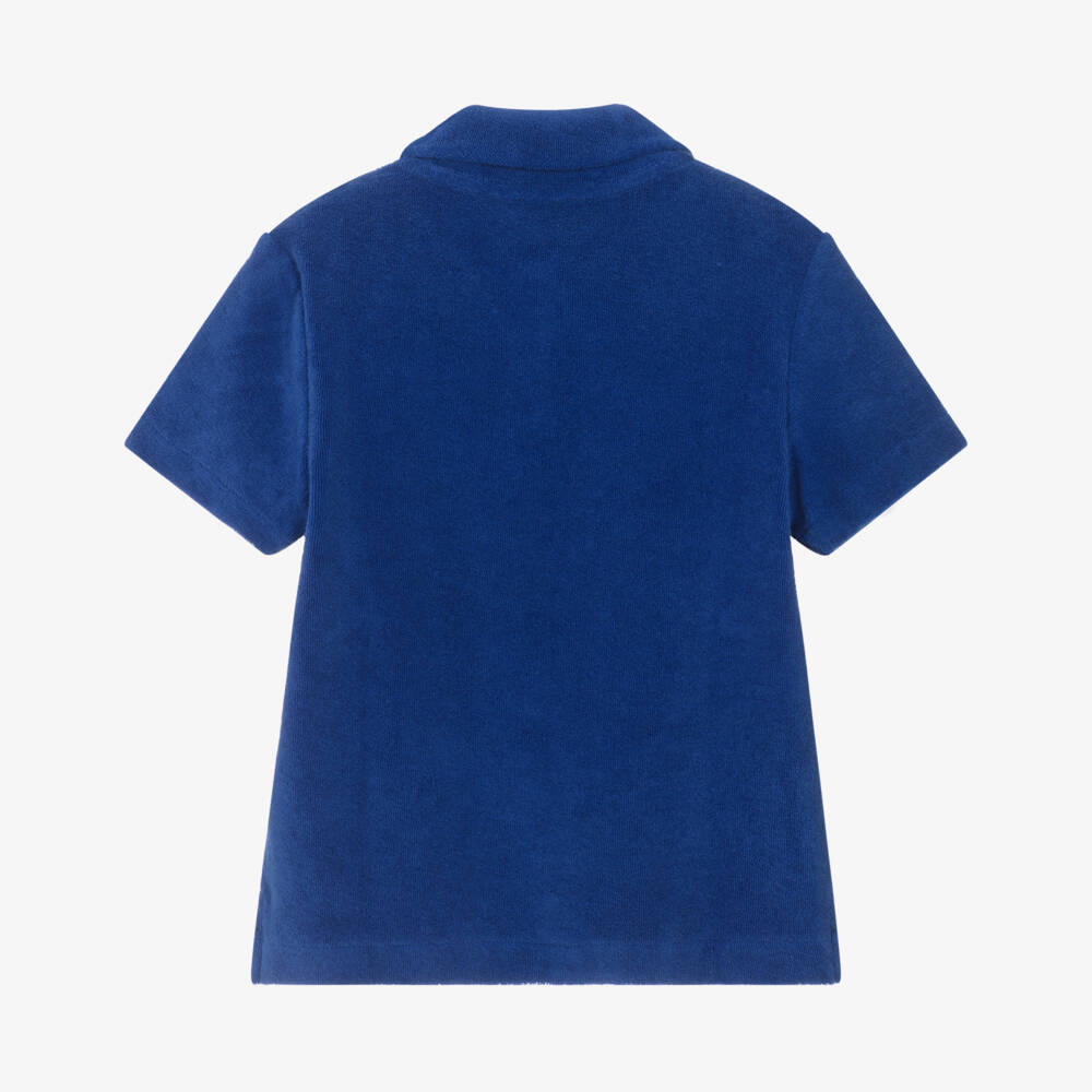 Vilebrequin-Boys Blue Organic Cotton Towelling Polo Shirt | Childrensalon