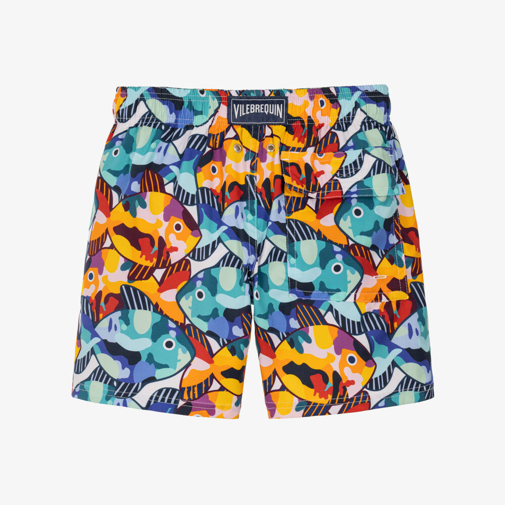 Vintage Ladybird-Boys Blue Pacu Print Stretch Swim Shorts | Childrensalon