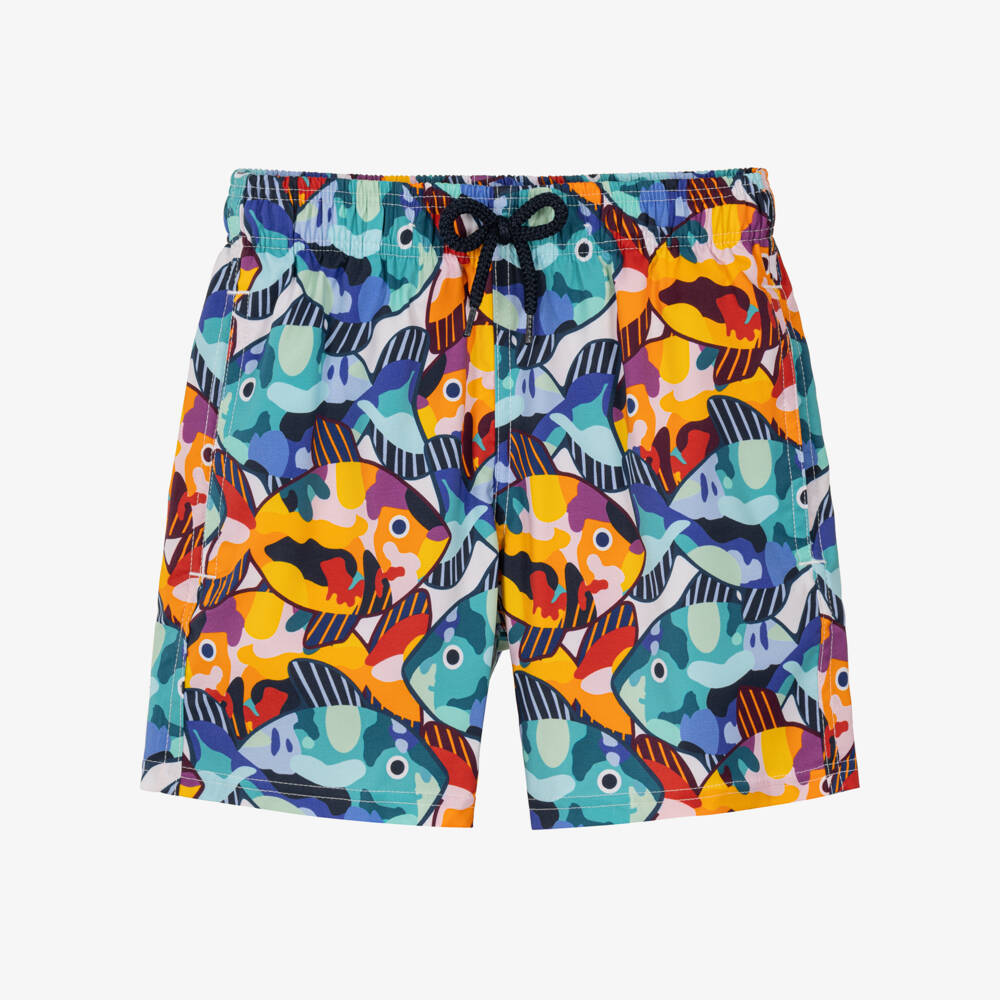 Vintage Ladybird-Boys Blue Pacu Print Stretch Swim Shorts | Childrensalon