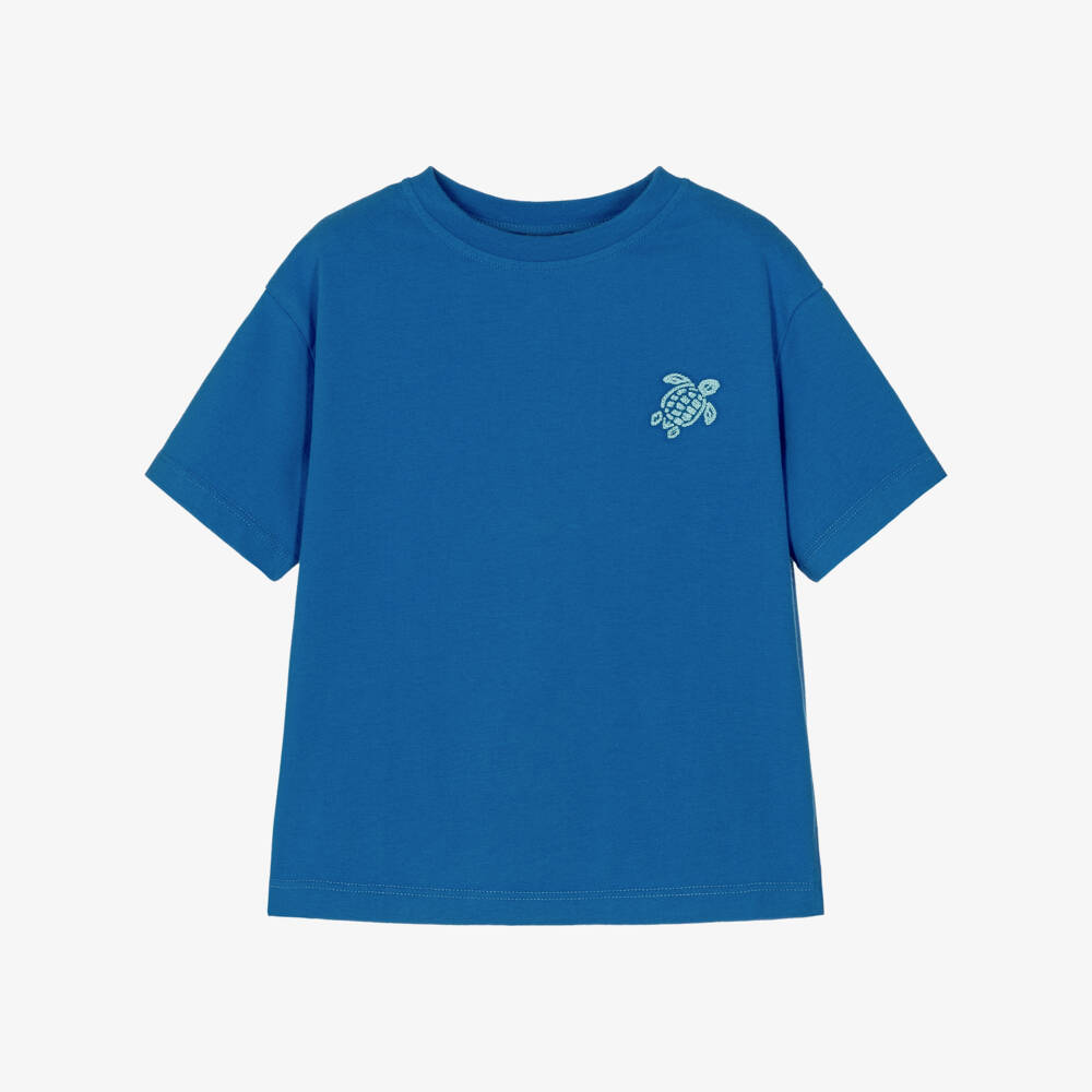 Vilebrequin-Boys Blue T-Shirt with Embroidered Turtle | Childrensalon
