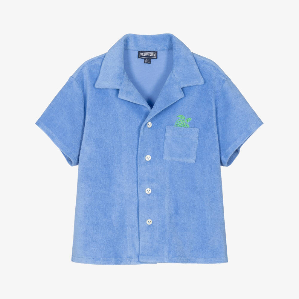 Vintage Ladybird-Boys Blue Terry Shirt with Embroidered Turtle | Childrensalon