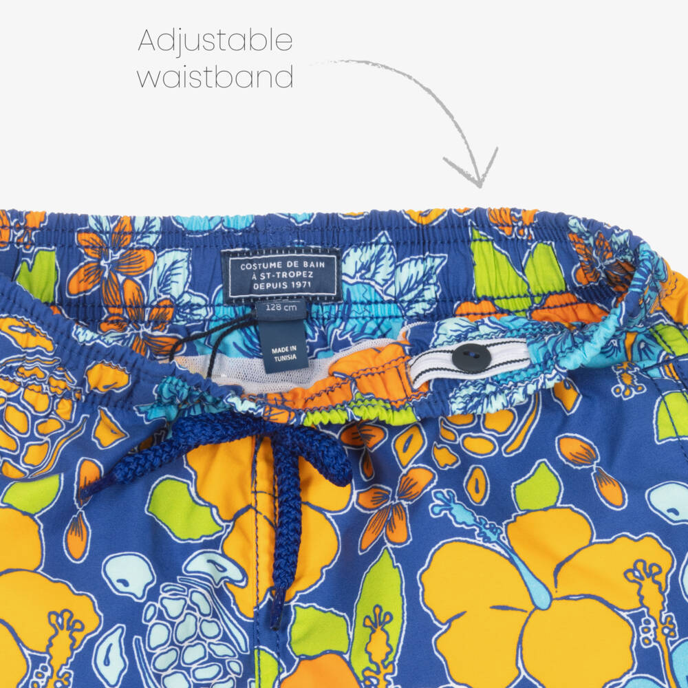 Vilebrequin-Boys Blue Tropical Turtle Swim Shorts | Childrensalon