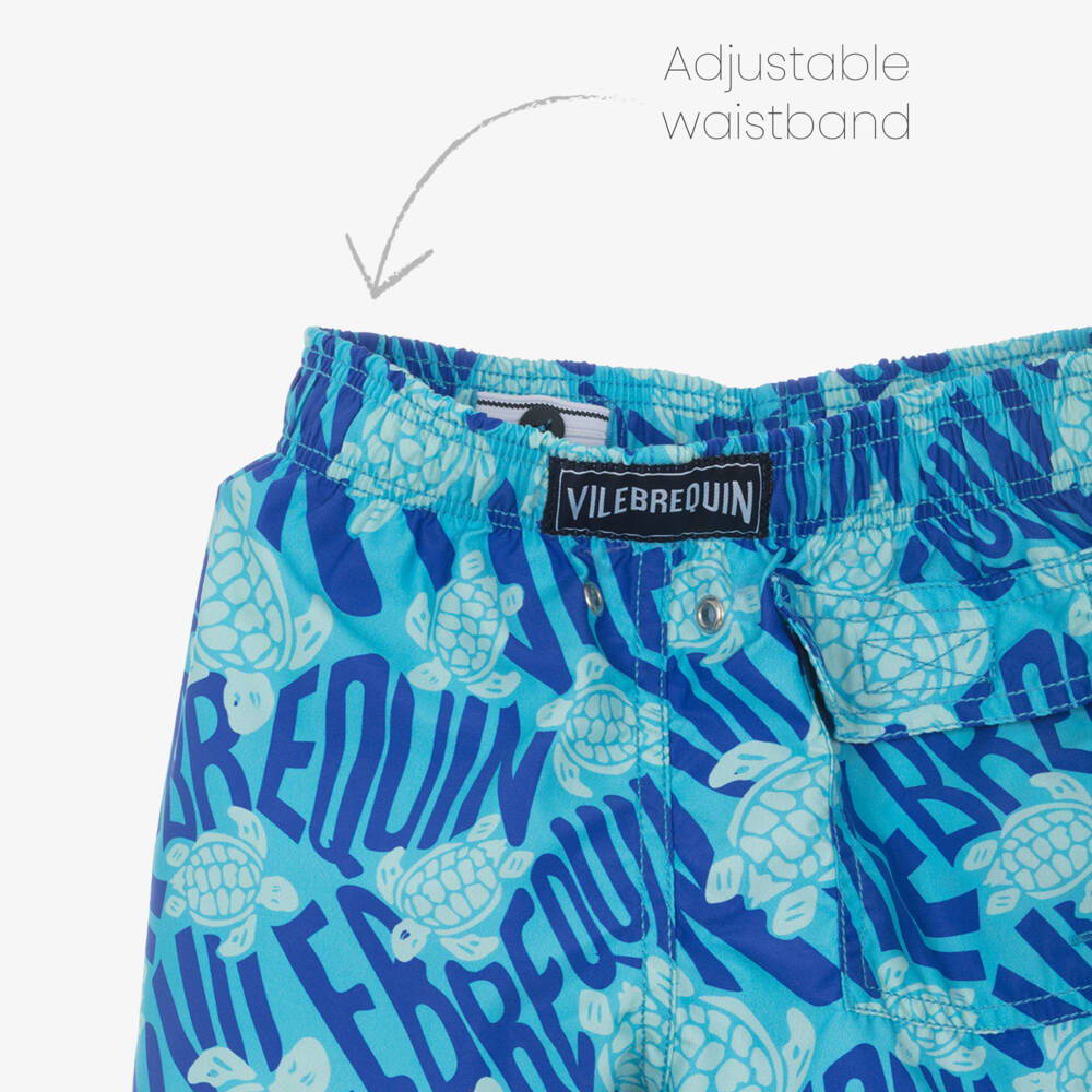Vilebrequin-Boys Blue Turtle Logo Swim Shorts | Childrensalon