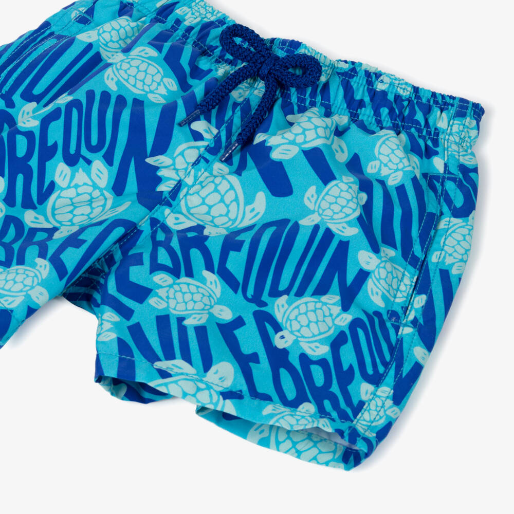 Vilebrequin-Boys Blue Turtle Logo Swim Shorts | Childrensalon