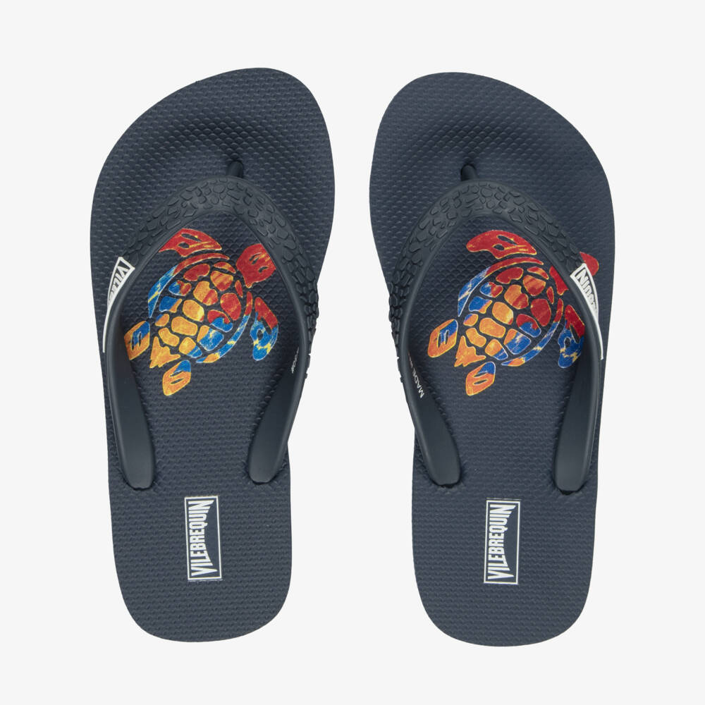 Vilebrequin-Boys Blue Turtle Print Flip Flops | Childrensalon