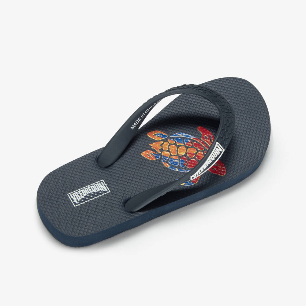 Vilebrequin-Boys Blue Turtle Print Flip Flops | Childrensalon