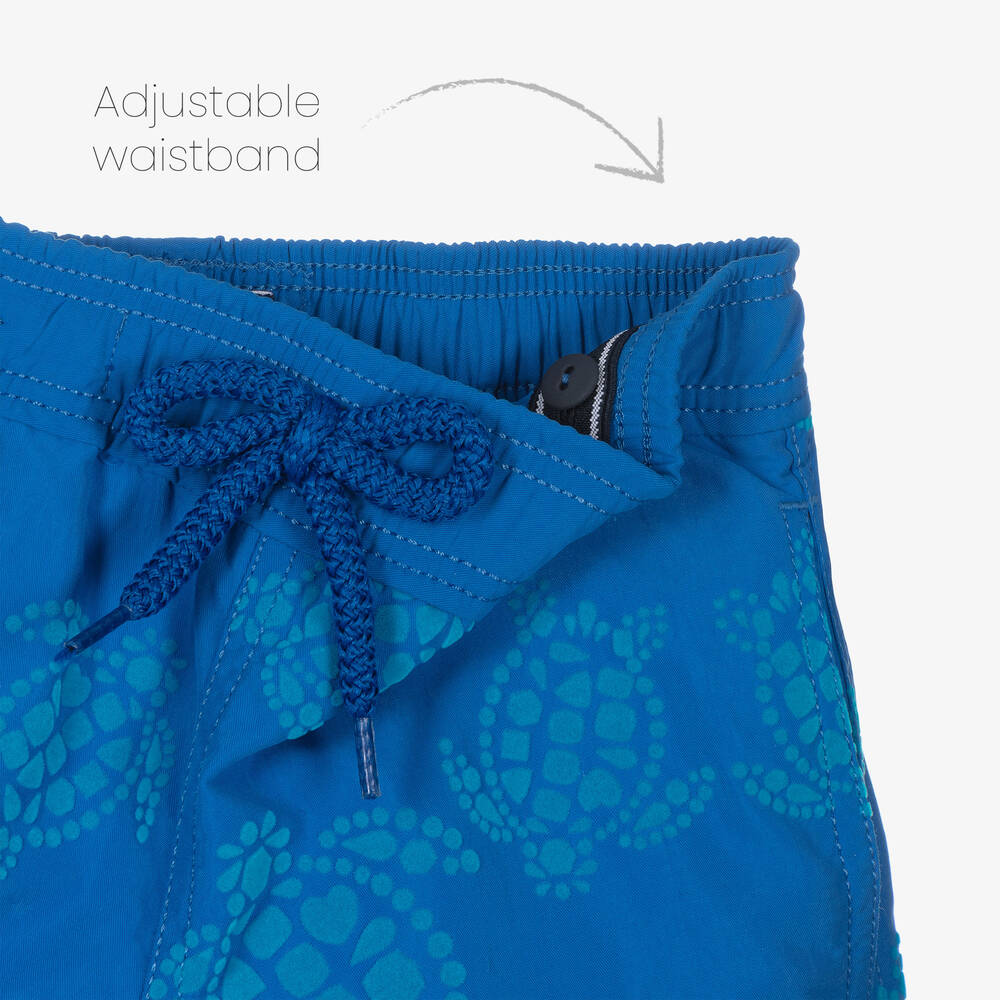 Vilebrequin-شورت سباحة بطبعة سلحفاة لون أزرق للأولاد | Childrensalon