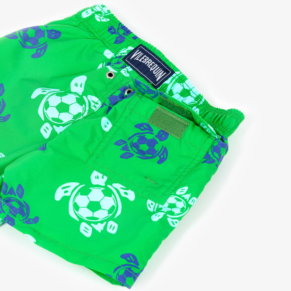 Vilebrequin-شورت سباحة بطبعة سلاحف لون أخضر للأولاد | Childrensalon