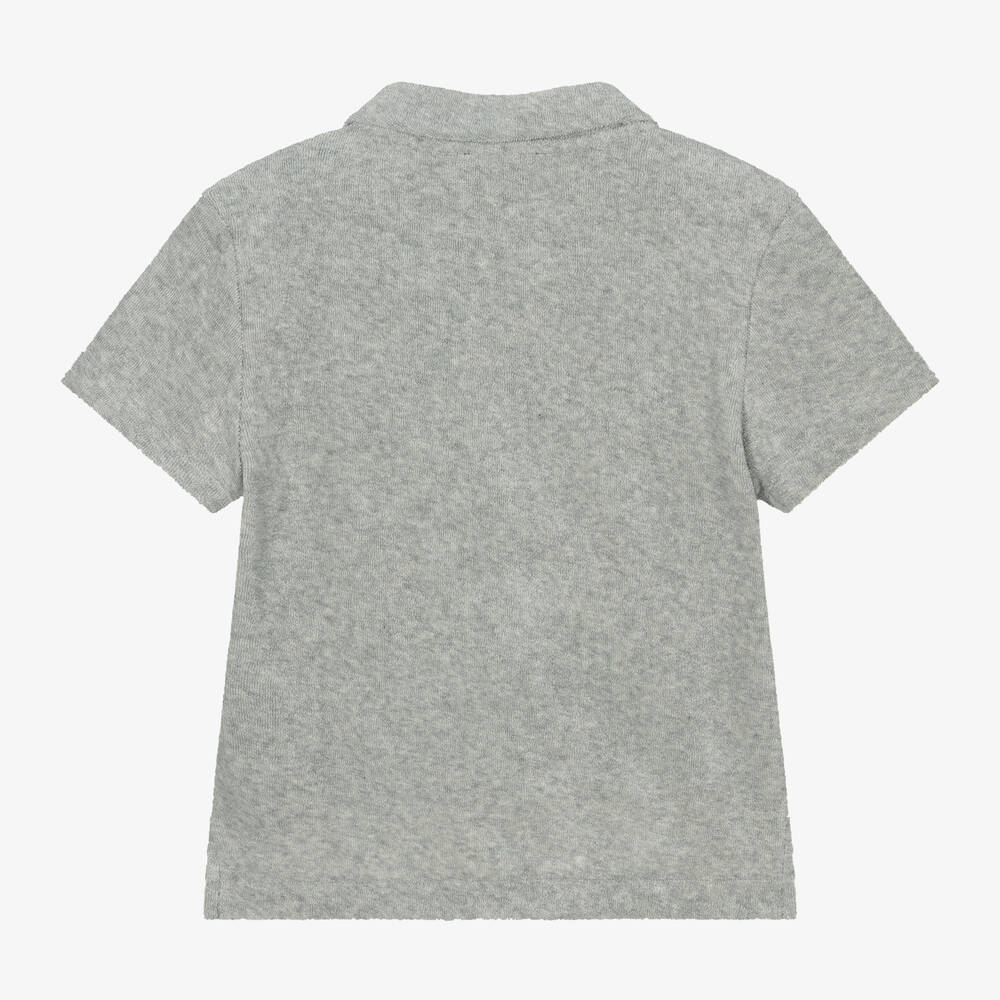 Vilebrequin-Boys Grey Cotton Towelling Polo Shirt | Childrensalon