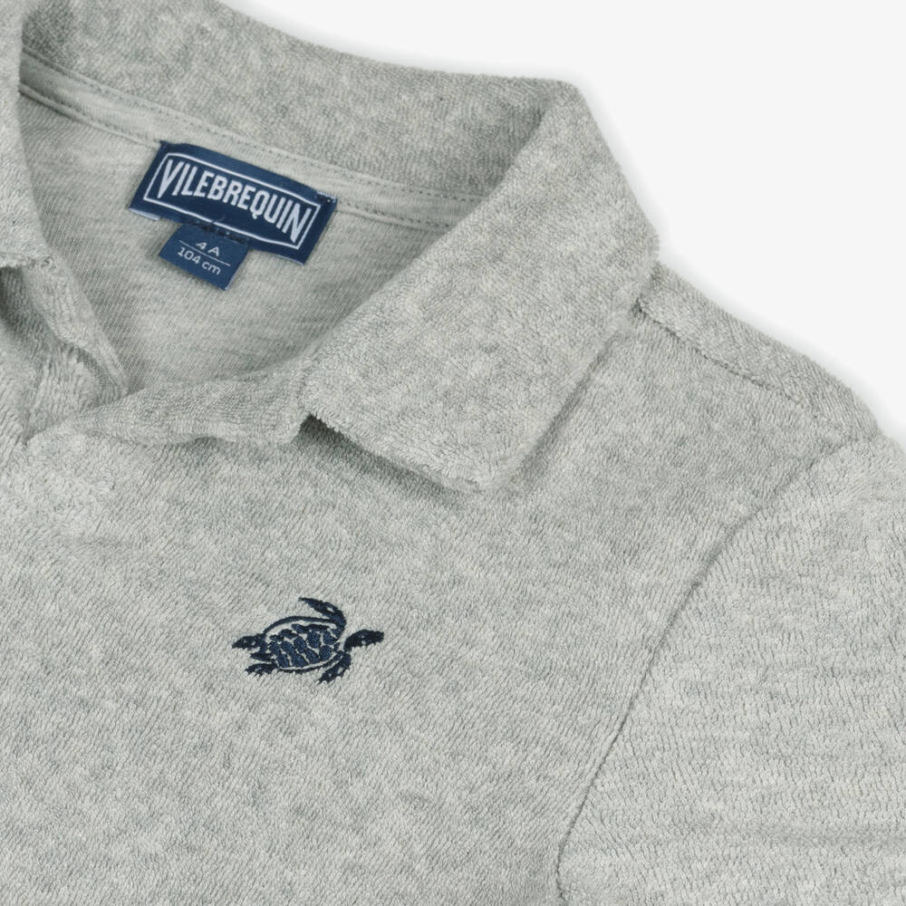 Vilebrequin-Boys Grey Cotton Towelling Polo Shirt | Childrensalon