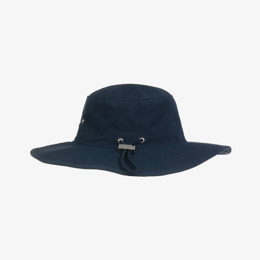 Vilebrequin-Boys Navy Blue Cotton Sun Hat with Embroidered Logo | Childrensalon
